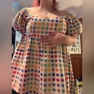 Fashion Brand Company Limited Edition Pantone Rainbow Check Babydoll Dress